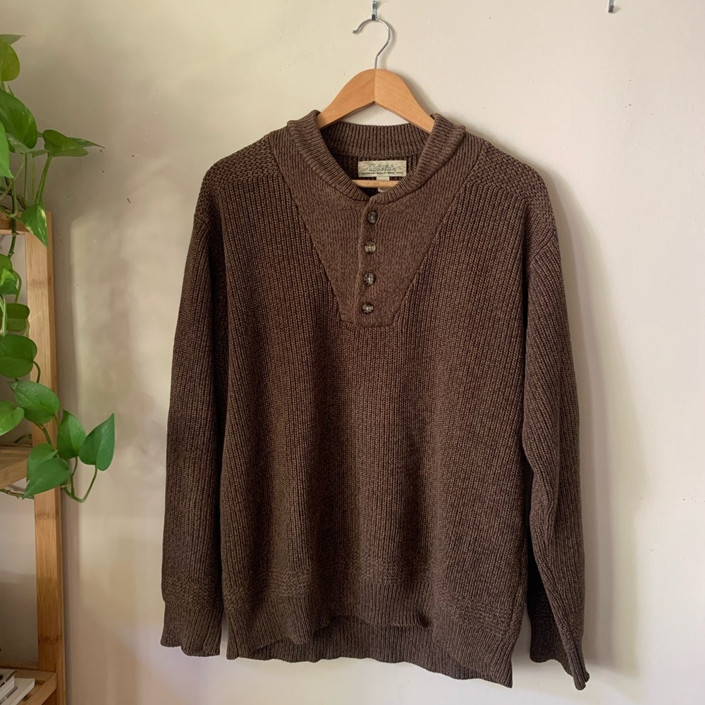 ✨VINTAGE✨ Cabelas // Chunky Knit Sweater in Brown Heather 100% Cotton